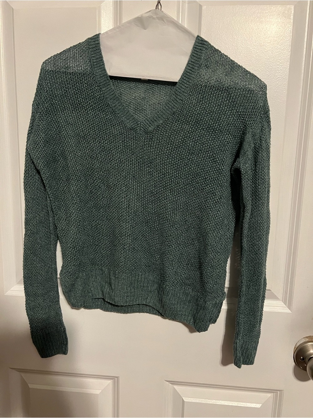 Uniqlo Women's V-Neck Sweater in Teal Green